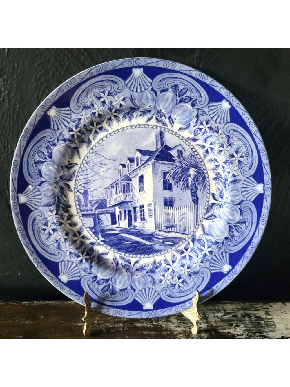 Ximenez-Fatio House Museum St. Augustine Landmark Blue and White Souvenir Plate